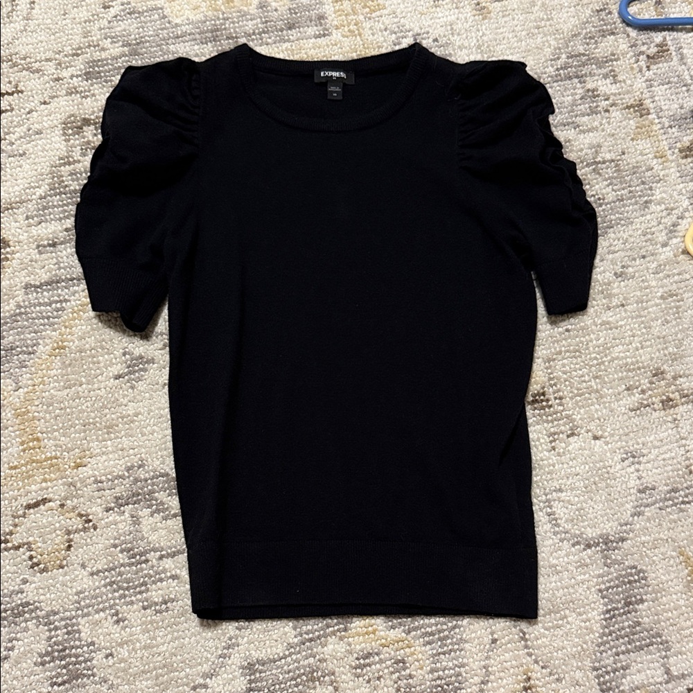 Express Elegant Black Puff Sleeve Blouse